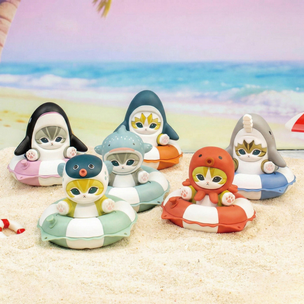 Mofusand Swimming Ring Series Figure and Stamp - Tiny Boxes
