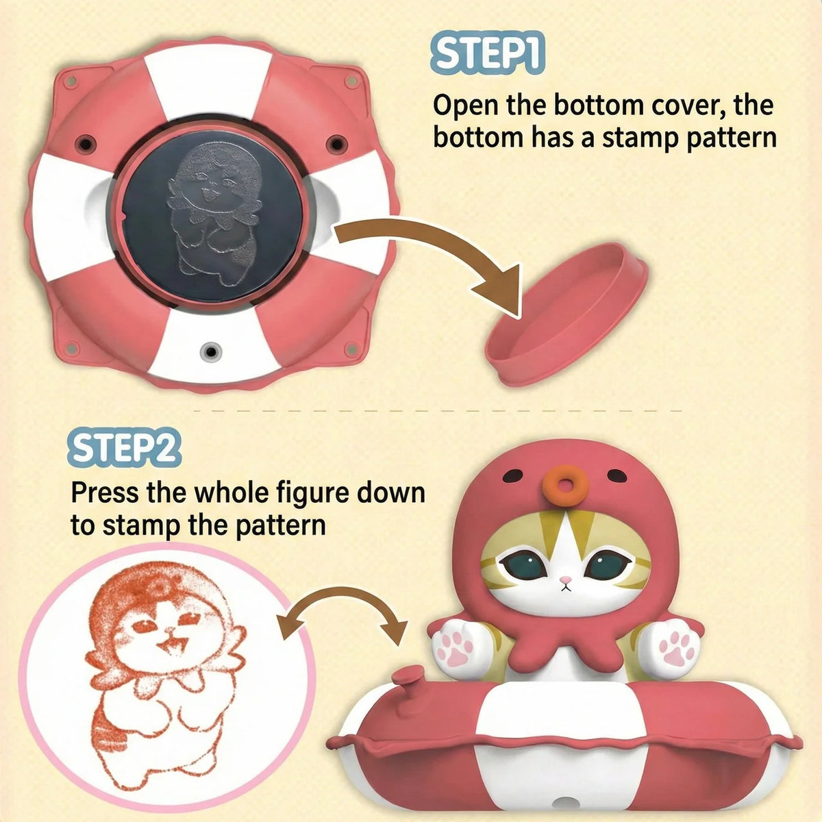 Mofusand Swimming Ring Series Figure and Stamp - Tiny Boxes