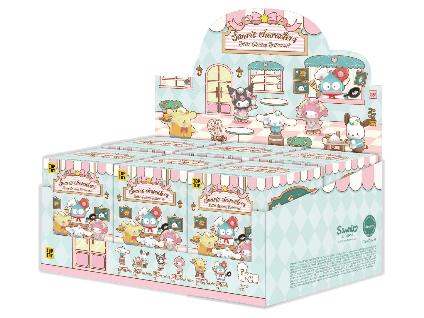 Toptoy Roller Skating Box of Sanrio character figurines with a display stand