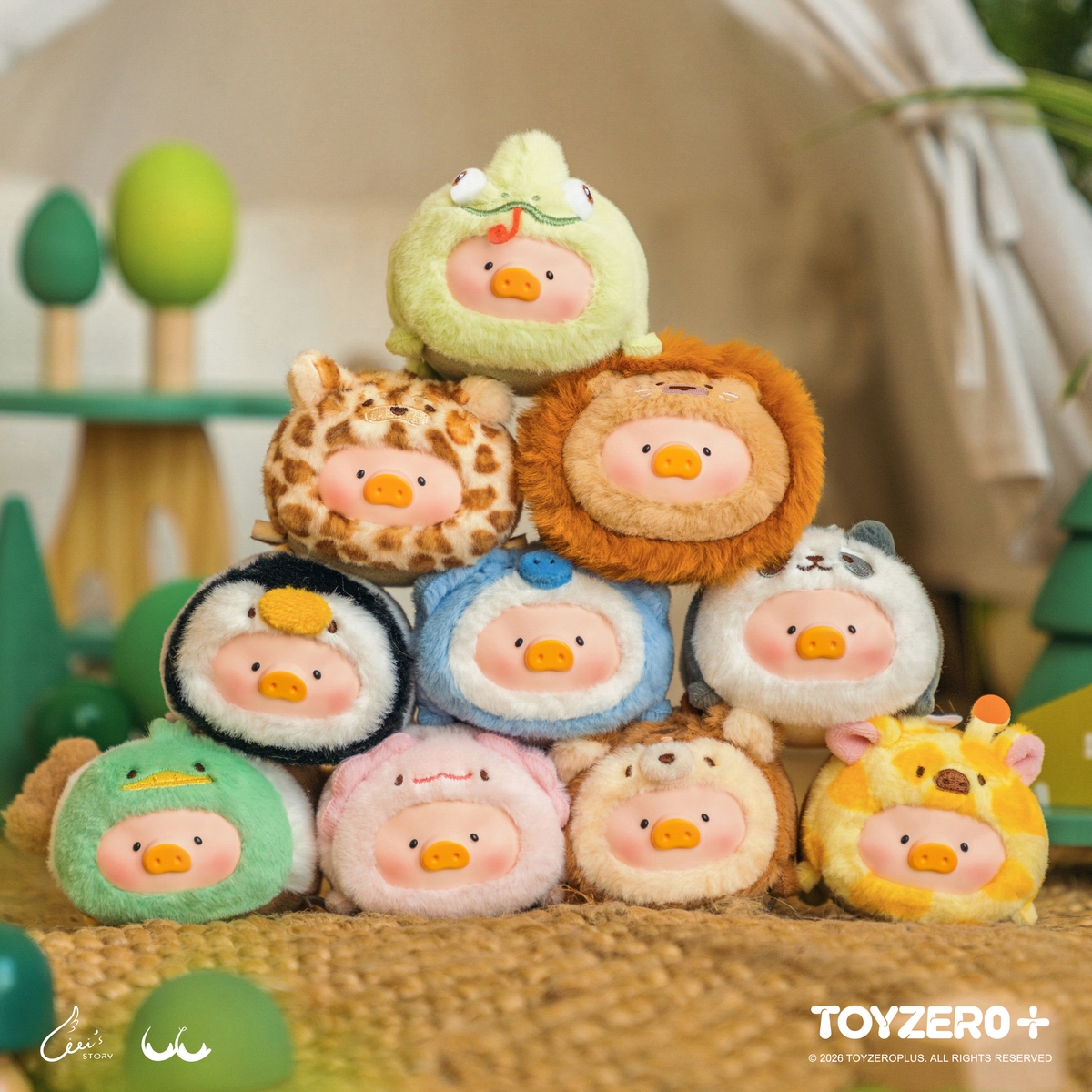 LuLu the Piggy Animal Party Vol. 2 Stick Together PVC Face Plush Keychain Blind Box - Tiny Boxes